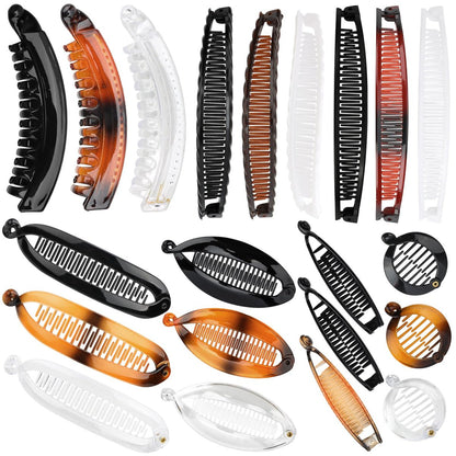Strong Hold for Workouts & Thick Hair, 21pcs Banana Hair Clips for Women - 7 Styles Volumizing Claw Clips by Hapdoo, Secure Grip for All Hair Types