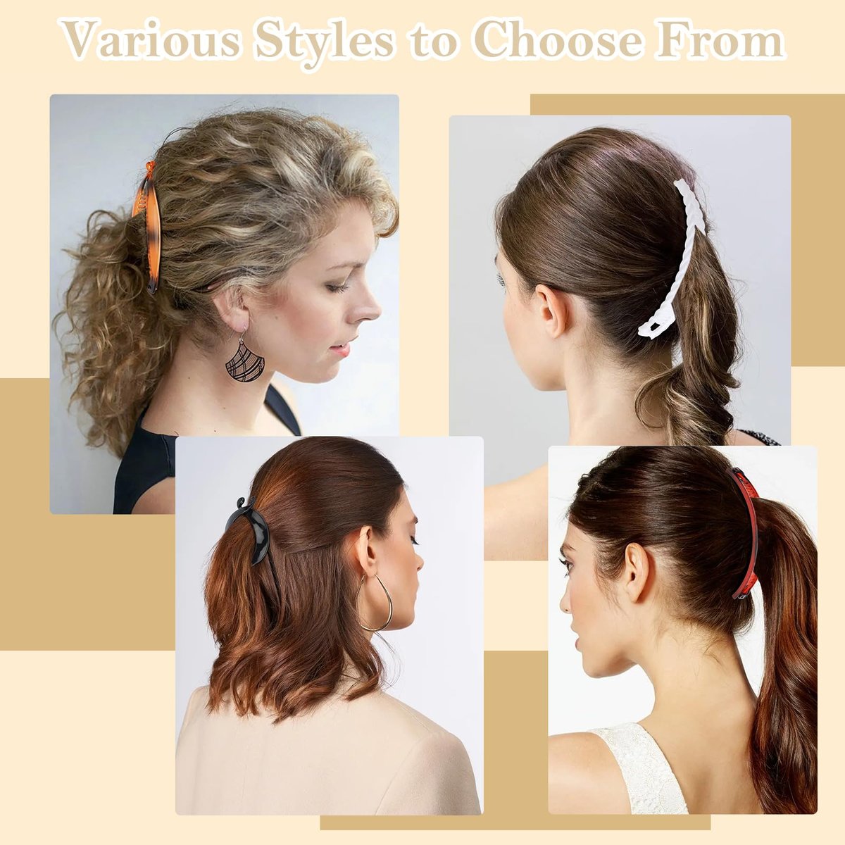 Strong Hold for Workouts & Thick Hair, 21pcs Banana Hair Clips for Women - 7 Styles Volumizing Claw Clips by Hapdoo, Secure Grip for All Hair Types - görsel 5