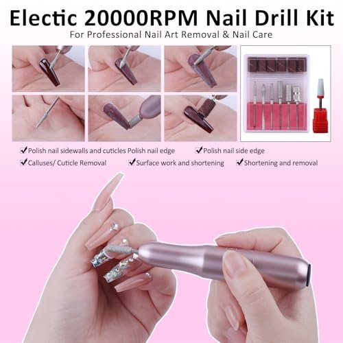 Acrylic Nail Kit with Drill - 20g Clear White Pink Acrylic Powder & Liquid Set for Beginners, Professional Brushes, Nail Tips, Full Tools Extensions Starter for Women Home & Salon Avelisse