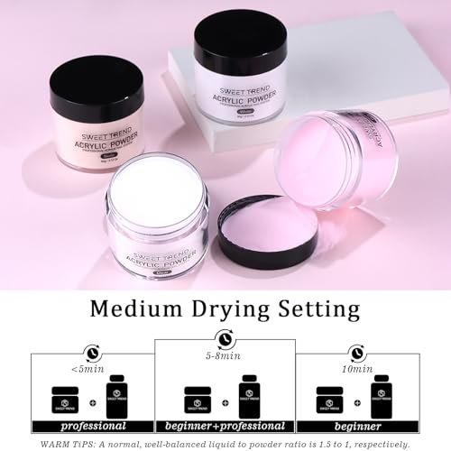 Acrylic Nail Kit with Drill - 20g Clear White Pink Acrylic Powder & Liquid Set for Beginners, Professional Brushes, Nail Tips, Full Tools Extensions Starter for Women Home & Salon Avelisse