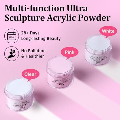 Acrylic Nail Kit with Drill - 20g Clear White Pink Acrylic Powder & Liquid Set for Beginners, Professional Brushes, Nail Tips, Full Tools Extensions Starter for Women Home & Salon Avelisse