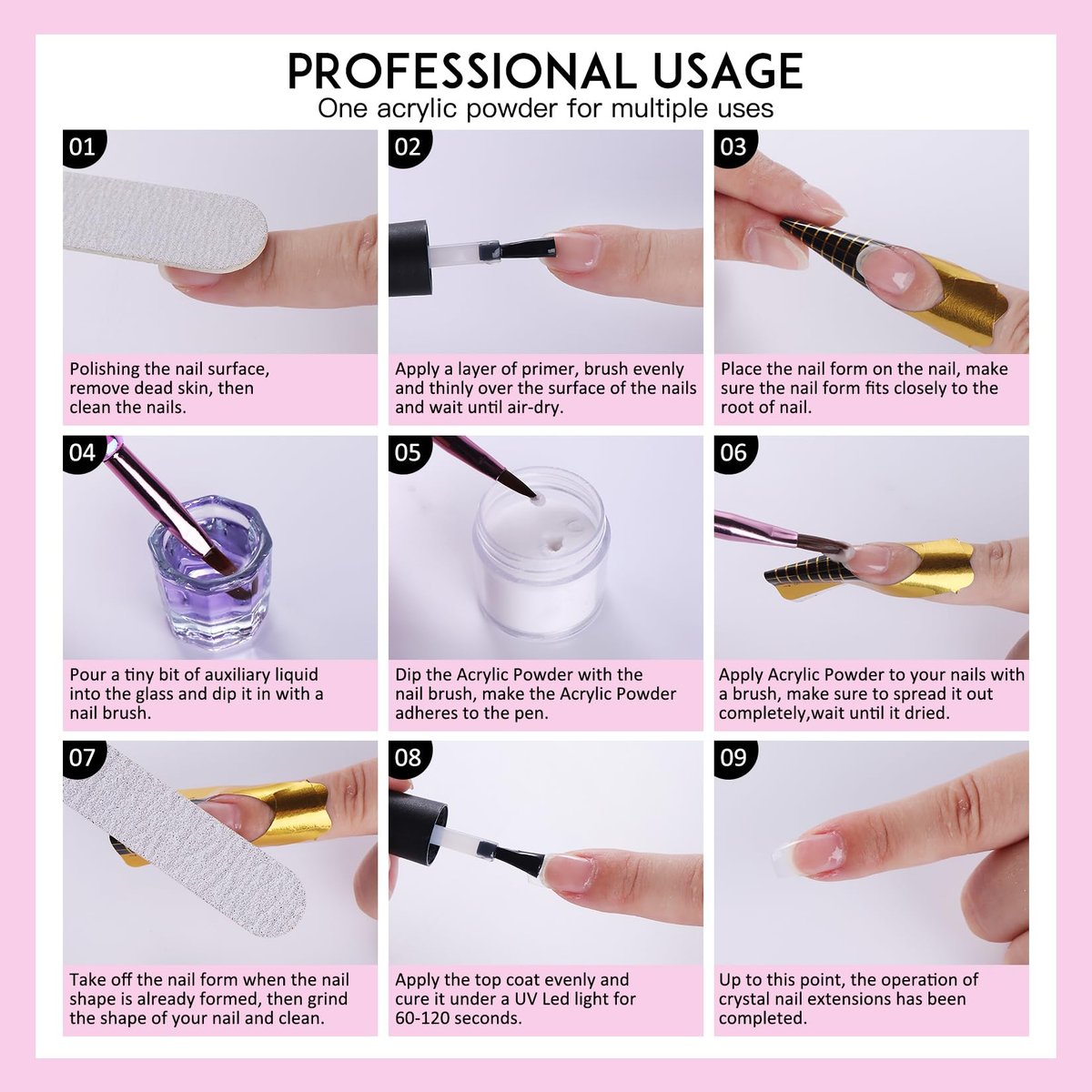 Acrylic Nail Kit with Drill - 20g Clear White Pink Acrylic Powder & Liquid Set for Beginners, Professional Brushes, Nail Tips, Full Tools Extensions Starter for Women Home & Salon Avelisse