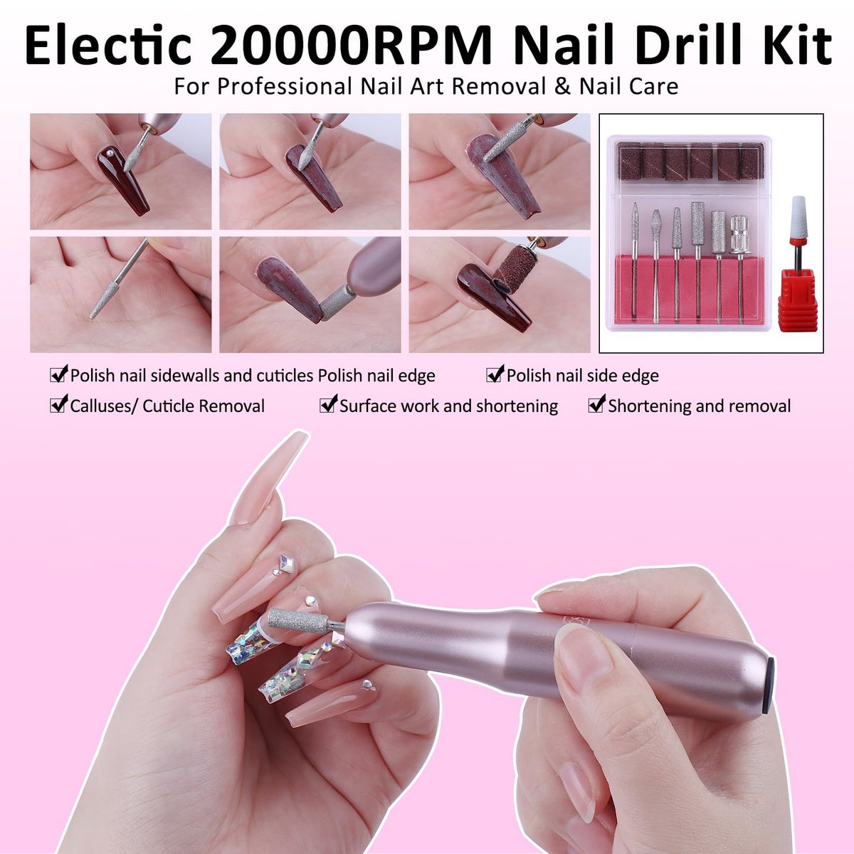 Acrylic Nail Kit with Drill - 20g Clear White Pink Acrylic Powder & Liquid Set for Beginners, Professional Brushes, Nail Tips, Full Tools Extensions Starter for Women Home & Salon Avelisse