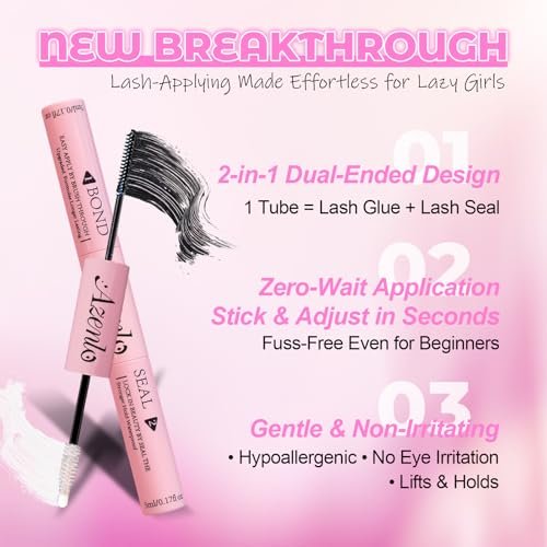 Azenlo 2-Pack Cluster Lash Bond and Seal Glue - Dual-Ended Lash Adhesive for Lash Extensions, Waterproof Latex-Free Strong Hold Lash Glue, All-Day Wear & Effortless Application for DIY Lash Clusters - görsel 4