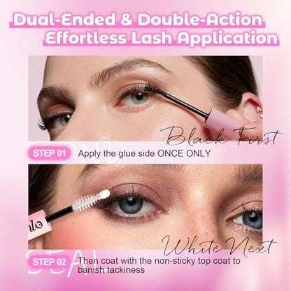 Azenlo 2-Pack Cluster Lash Bond and Seal Glue - Dual-Ended Lash Adhesive for Lash Extensions, Waterproof Latex-Free Strong Hold Lash Glue, All-Day Wear & Effortless Application for DIY Lash Clusters
