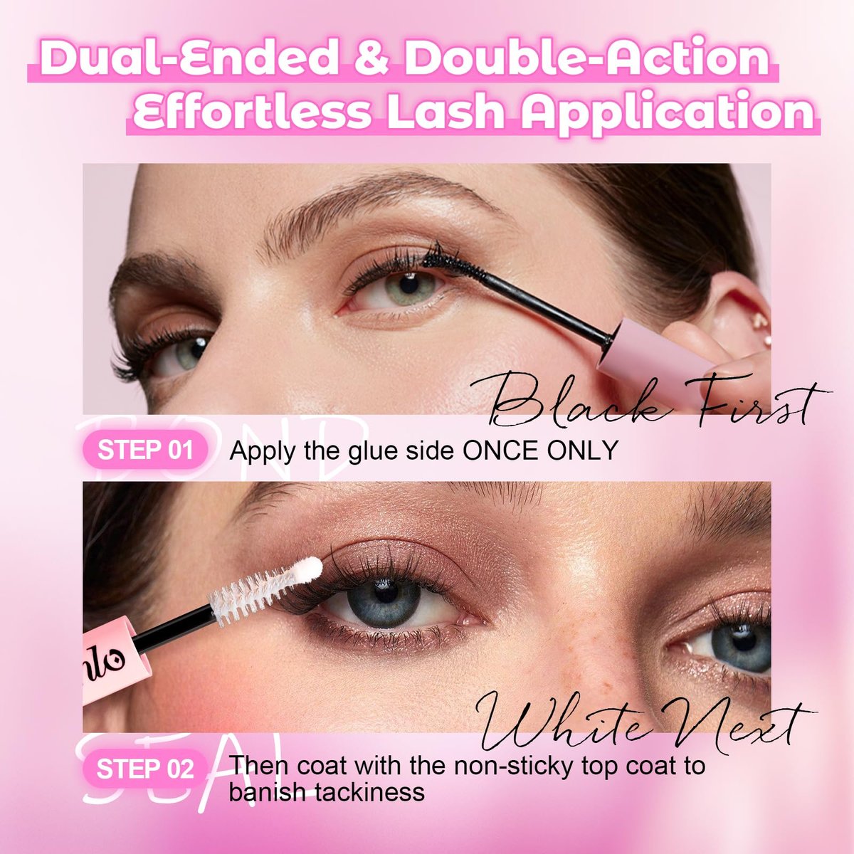 Azenlo 2-Pack Cluster Lash Bond and Seal Glue - Dual-Ended Lash Adhesive for Lash Extensions, Waterproof Latex-Free Strong Hold Lash Glue, All-Day Wear & Effortless Application for DIY Lash Clusters - görsel 5
