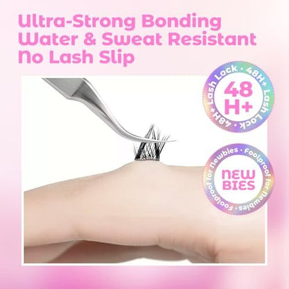 Azenlo 2-Pack Cluster Lash Bond and Seal Glue - Dual-Ended Lash Adhesive for Lash Extensions, Waterproof Latex-Free Strong Hold Lash Glue, All-Day Wear & Effortless Application for DIY Lash Clusters