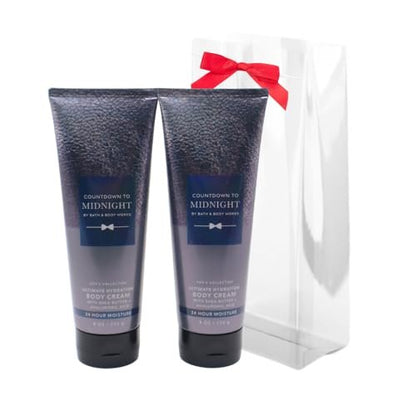 Bath & Body Works Countdown to Midnight Men's Collection Ultimate Hydration Body Cream Gift Set with Red Bow - Pack of 2