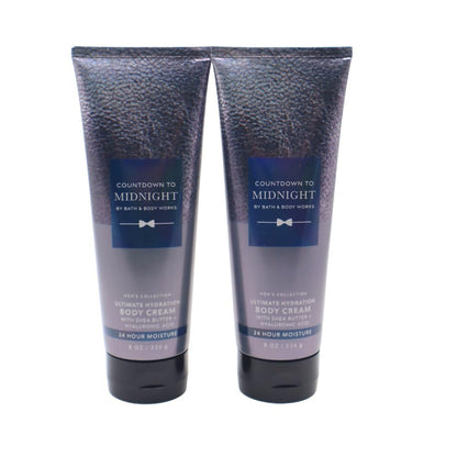 Bath & Body Works Countdown to Midnight Men's Collection Ultimate Hydration Body Cream Gift Set with Red Bow - Pack of 2