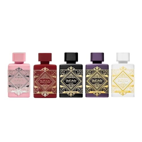 Lattafa Bade'e Al Oud Collection – 5 x 5 ml Eau de Parfum Gift Set for Unisex (Honor & Glory + Sublime + Amethyst + Oud for Glory + Noble Blush) Avelisse