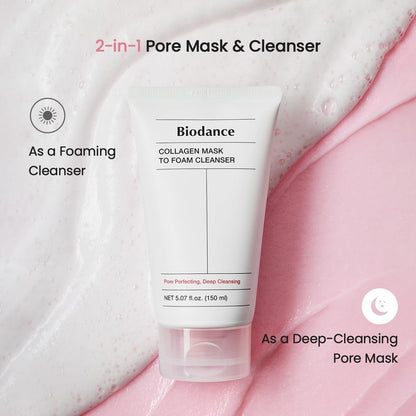 BIODANCE Collagen Mask To Foam Cleanser – 2-in-1 Pore Care & Hydrating Foaming Facial Cleanser for Sensitive Skin, Korean Skin Care, 5.07 fl. oz. (150 ml)