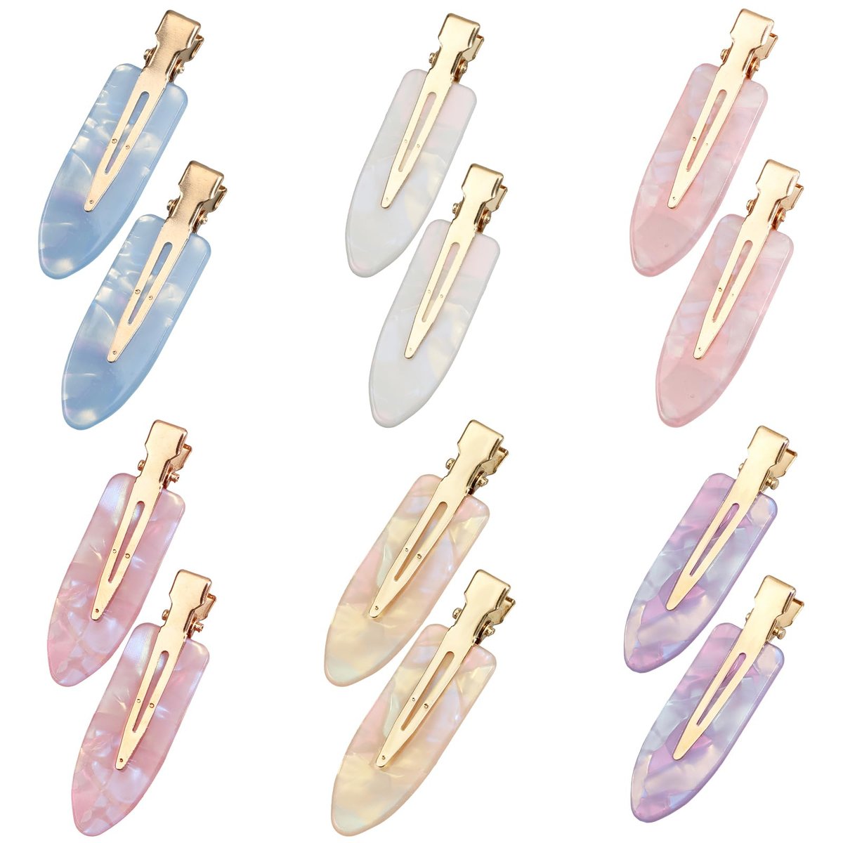 12 Pack No Crease Hair Clips - Colorful Flat Duckbill Clips for Women & Girls, Creaseless Hair Barrette Alligator Clips for Salon Hairstyling - görsel 1