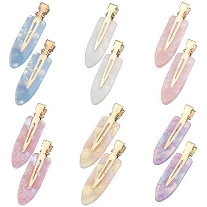 12 Pack No Crease Hair Clips - Colorful Flat Duckbill Clips for Women & Girls, Creaseless Hair Barrette Alligator Clips for Salon Hairstyling