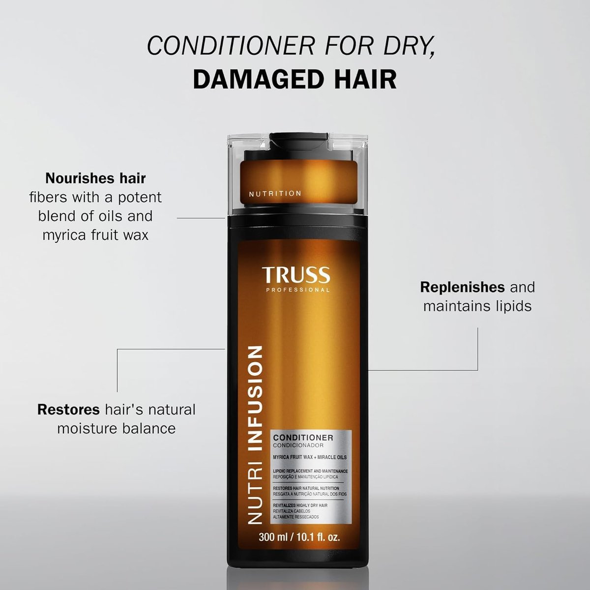 TRUSS Nutri Infusion Hair Conditioner for Damaged Hair - Moisturizing Conditioner with Myrica Fruit Wax & Miracle Oils, Restore Natural Moisture Balance, 10.14 fl oz Avelisse