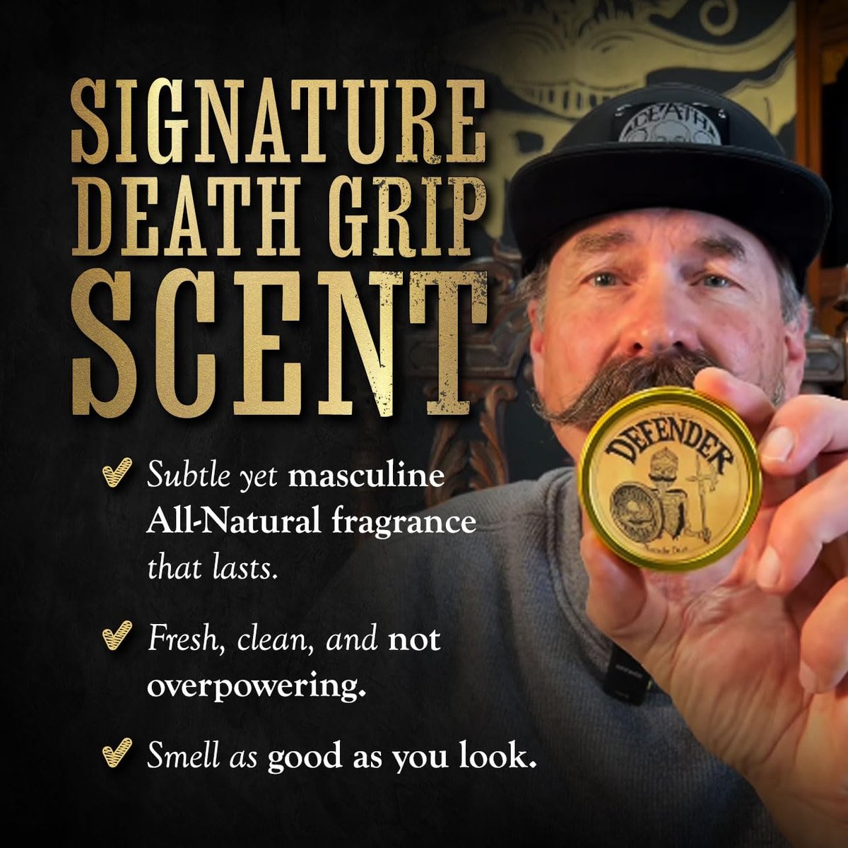 THE VINTAGE GROOMING CO. Defender Mustache Balm & Mustache Guard Set - 2oz Balm & Drinking Protector, Gold Avelisse