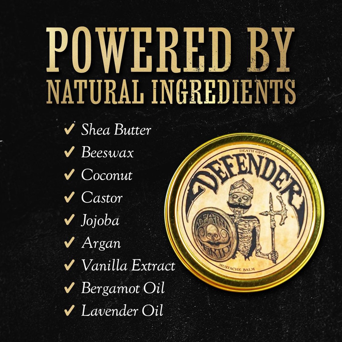THE VINTAGE GROOMING CO. Defender Mustache Balm & Mustache Guard Set - 2oz Balm & Drinking Protector, Gold Avelisse