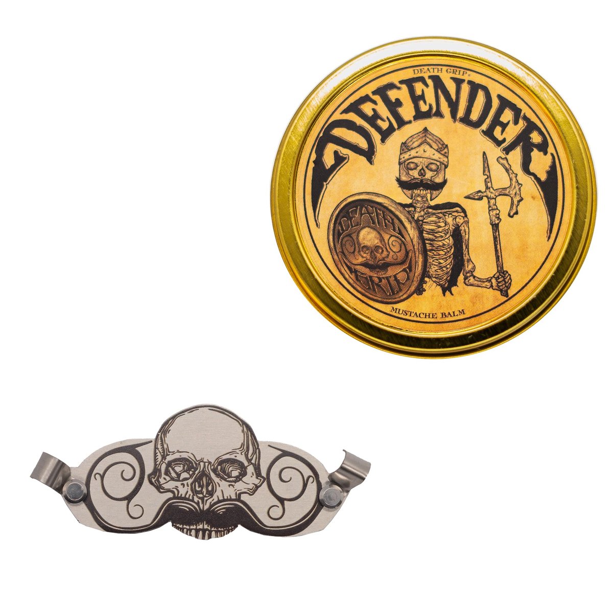 THE VINTAGE GROOMING CO. Defender Mustache Balm & Mustache Guard Set - 2oz Balm & Drinking Protector, Gold Avelisse