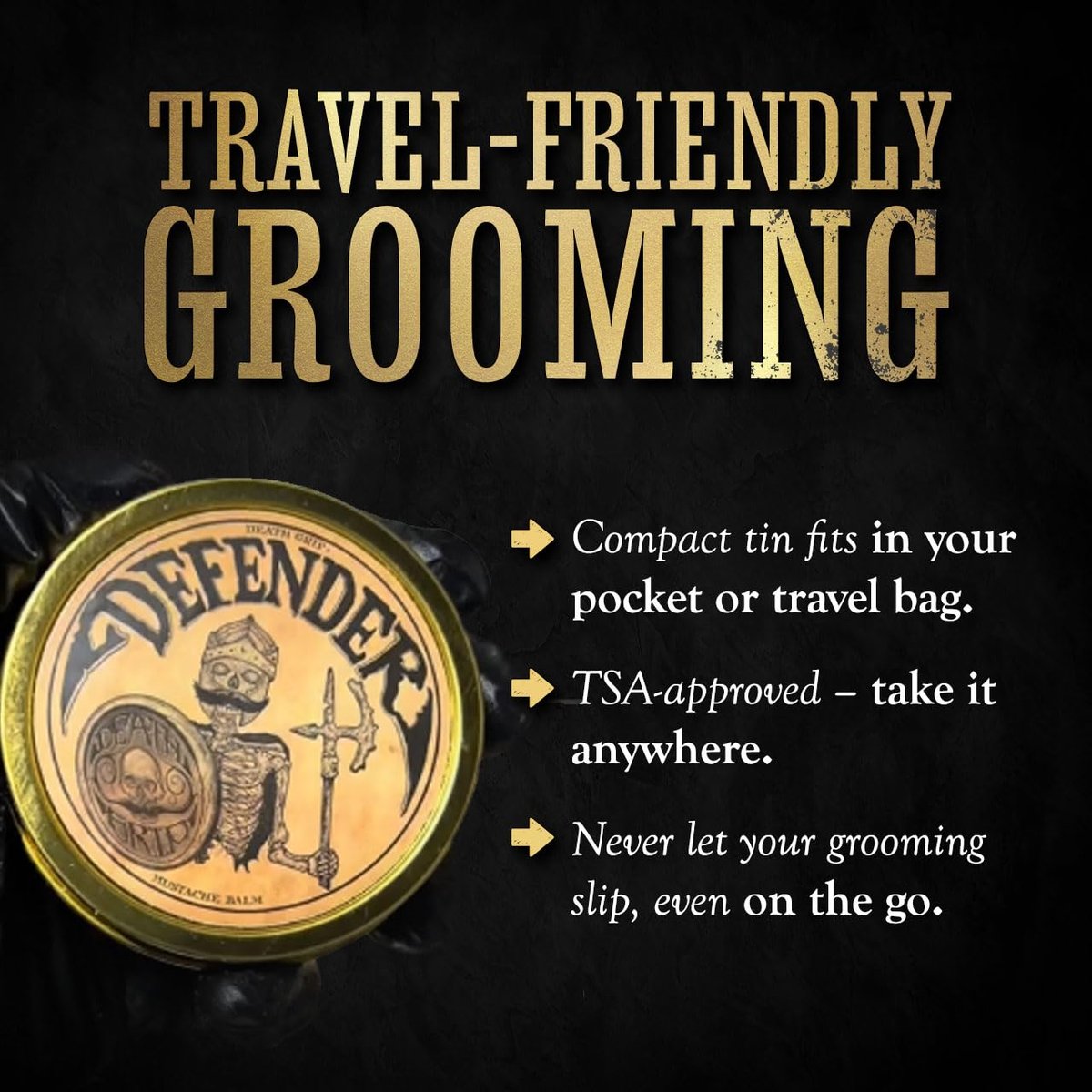 THE VINTAGE GROOMING CO. Defender Mustache Balm & Mustache Guard Set - 2oz Balm & Drinking Protector, Gold Avelisse