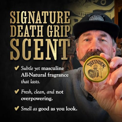 THE VINTAGE GROOMING CO. Defender Mustache Balm & Mustache Guard Set - 2oz Balm & Drinking Protector, Gold Avelisse