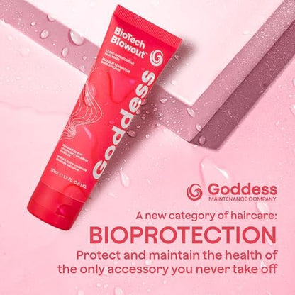 Biotech Blowout Leave-In Restorative Hair Mask - Style & Heat Protectant 450°F, Frizz Control, 8-Hour Style, for Damaged Hair - Goddess Maintenance Avelisse