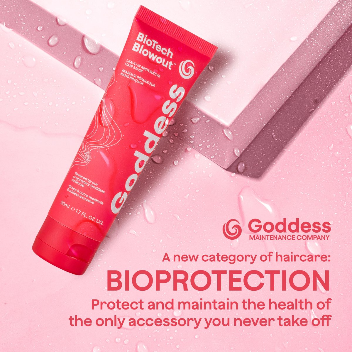 Biotech Blowout Leave-In Restorative Hair Mask - Style & Heat Protectant 450°F, Frizz Control, 8-Hour Style, for Damaged Hair - Goddess Maintenance Avelisse