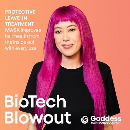 Biotech Blowout Leave-In Restorative Hair Mask - Style & Heat Protectant 450°F, Frizz Control, 8-Hour Style, for Damaged Hair - Goddess Maintenance Avelisse