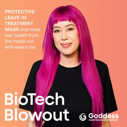 Biotech Blowout Leave-In Restorative Hair Mask - Style & Heat Protectant 450°F, Frizz Control, 8-Hour Style, for Damaged Hair - Goddess Maintenance Avelisse