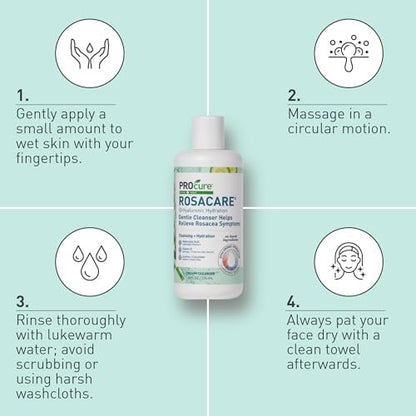 PROcure Rosacare Gentle Cream Cleanser – Hyaluronic Acid, Niacinamide & Licorice Root Face Wash for Sensitive, Redness-Prone Skin – Daily Use Avelisse