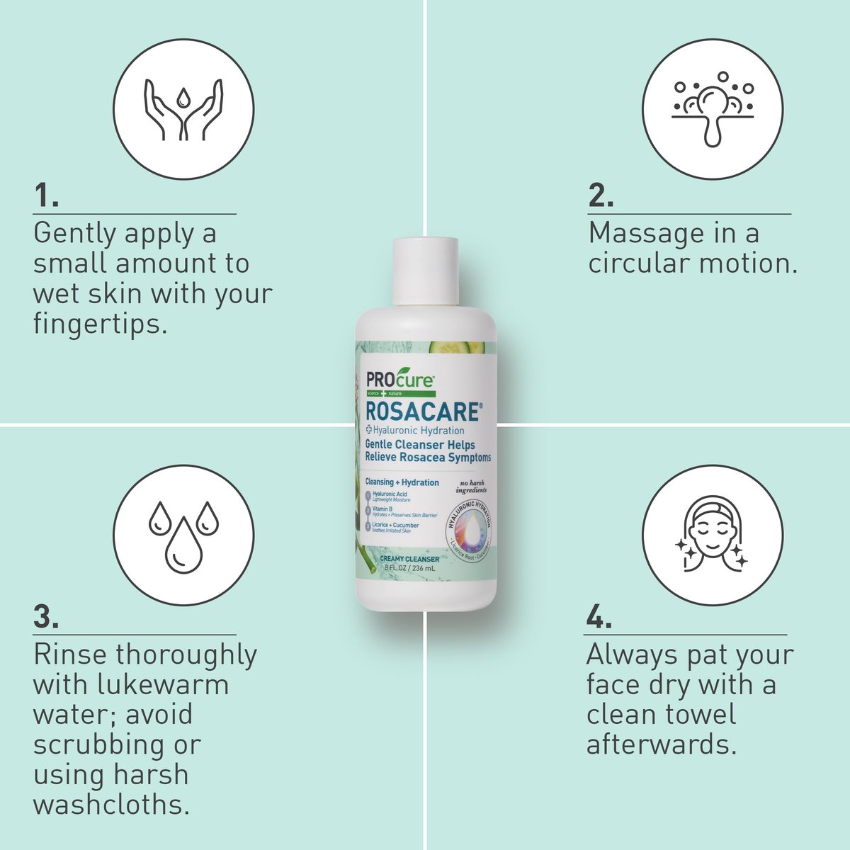 PROcure Rosacare Gentle Cream Cleanser – Hyaluronic Acid, Niacinamide & Licorice Root Face Wash for Sensitive, Redness-Prone Skin – Daily Use Avelisse