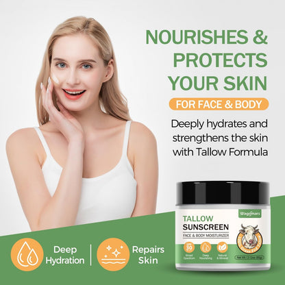 Wagomars Tallow Sunscreen SPF 30 - Non-Toxic Natural Mineral Sunscreen with Zinc Oxide & Beef Tallow - Reef Safe Sunblock for Face & Body - Moisturizing for All Skin Types Avelisse