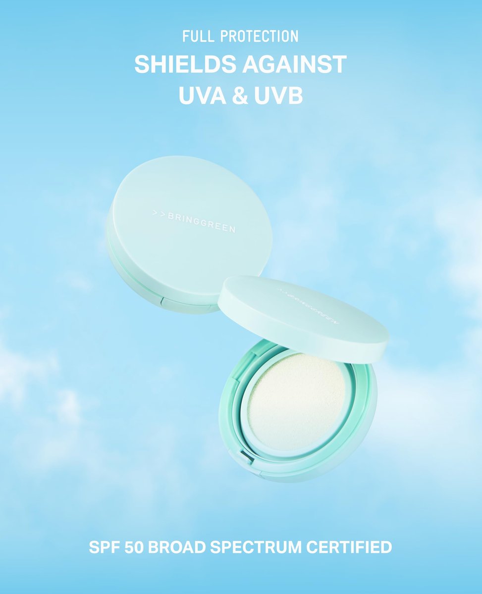 BRING GREEN Tea Tree CICA Facial Sun Cushion SPF 50+ PA++++ - Korean Mineral Sunscreen for Face, Non-Nano, Reef-Safe, Redness Correcting with Zinc Oxide, Travel Size Sun Protection Avelisse