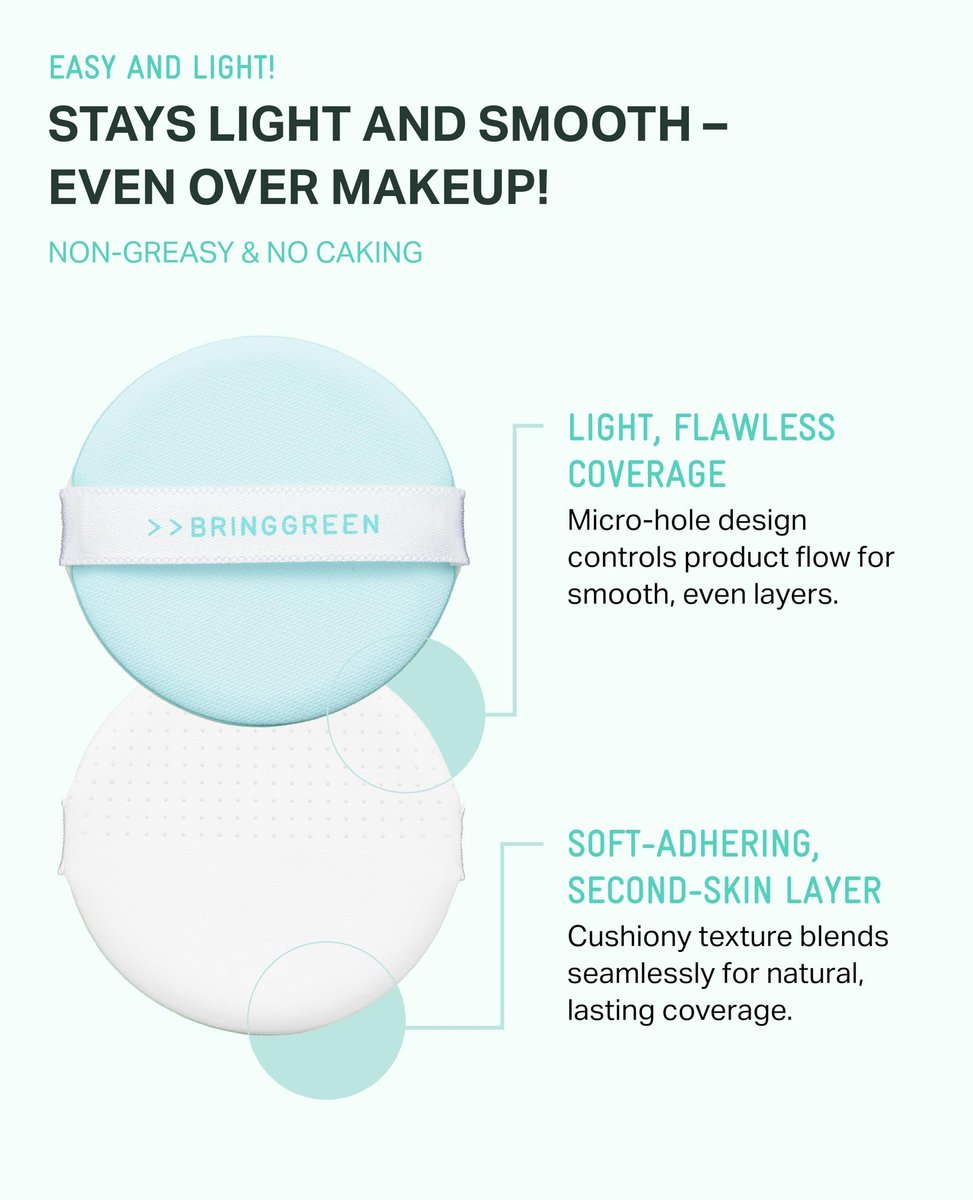BRING GREEN Tea Tree CICA Facial Sun Cushion SPF 50+ PA++++ - Korean Mineral Sunscreen for Face, Non-Nano, Reef-Safe, Redness Correcting with Zinc Oxide, Travel Size Sun Protection Avelisse