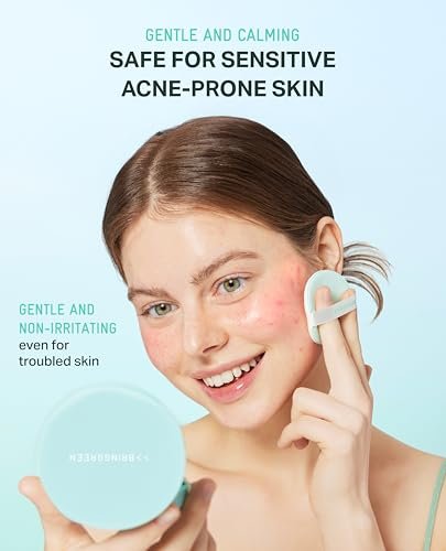 BRING GREEN Tea Tree CICA Facial Sun Cushion SPF 50+ PA++++ - Korean Mineral Sunscreen for Face, Non-Nano, Reef-Safe, Redness Correcting with Zinc Oxide, Travel Size Sun Protection Avelisse