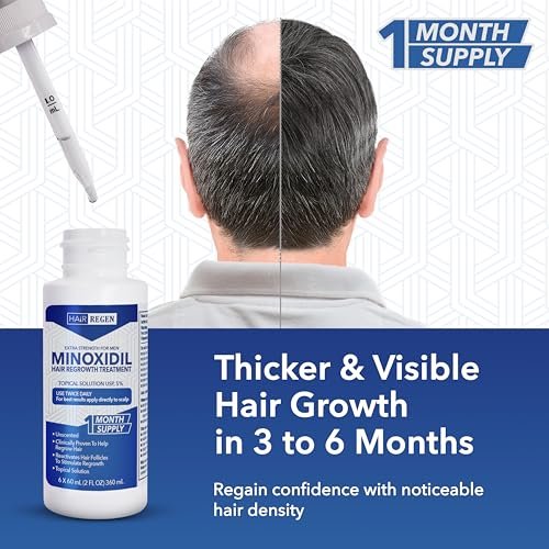 Hair Regen Liquid Minoxidil for Men 5% - Extra Strength Topical Solution for Hair Regrowth - 1 Month Supply (2 Fl Oz) - görsel 12