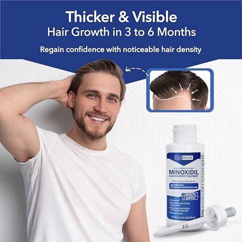 Hair Regen Liquid Minoxidil for Men 5% - Extra Strength Topical Solution for Hair Regrowth - 1 Month Supply (2 Fl Oz) - görsel 8