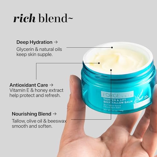 Forge Skin Tighten & Lift Balm for Women - Tallow-Based Beef Tallow & Honey Face Moisturizer, Natural Anti-Aging Cream with Essential Oils, 1.7 oz Avelisse
