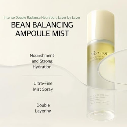 mixsoon Bean Balancing Ampoule Mist - Hyaluronic Acid Hydrating Face Mist for Oil Balance and Glowing Skin, 3.38 fl oz Avelisse