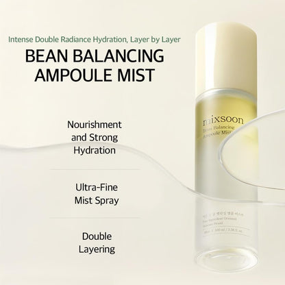 mixsoon Bean Balancing Ampoule Mist - Hyaluronic Acid Hydrating Face Mist for Oil Balance and Glowing Skin, 3.38 fl oz Avelisse