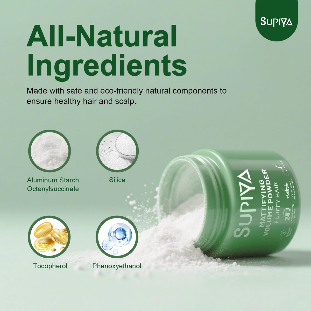 SUPIYA Dry Shampoo Powder - Mattifying Volume for Men & Women, Instantly Absorbs Excess Oil, Adds Volume, Non-Sticky & Easy to Apply (0.35 oz) - görsel 3