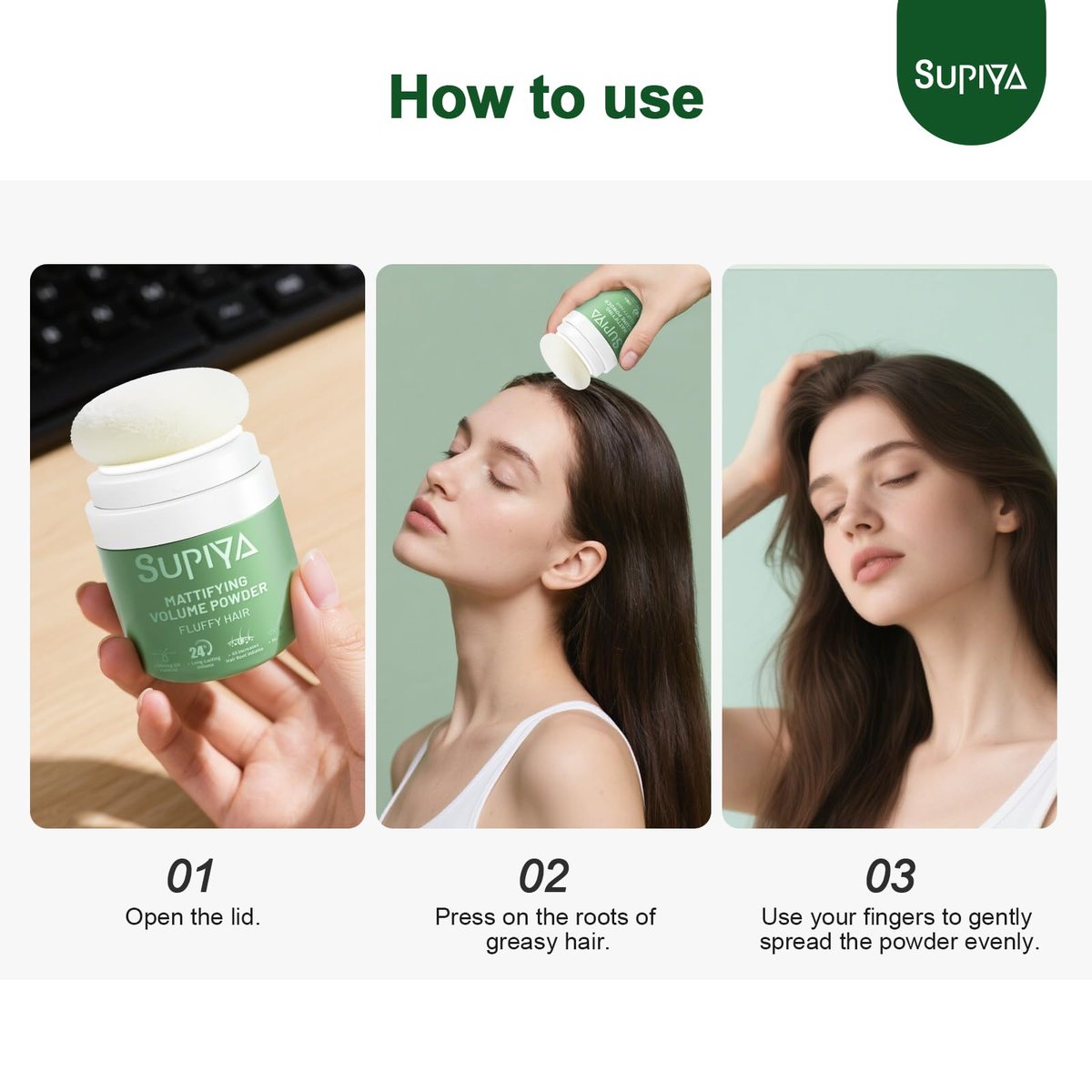 SUPIYA Dry Shampoo Powder - Mattifying Volume for Men & Women, Instantly Absorbs Excess Oil, Adds Volume, Non-Sticky & Easy to Apply (0.35 oz) - görsel 15