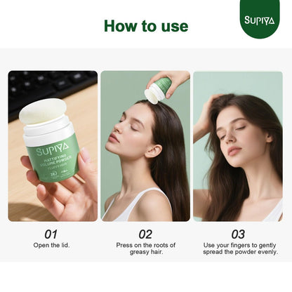 SUPIYA Dry Shampoo Powder - Mattifying Volume for Men & Women, Instantly Absorbs Excess Oil, Adds Volume, Non-Sticky & Easy to Apply (0.35 oz)