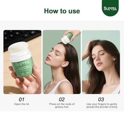 SUPIYA Dry Shampoo Powder - Mattifying Volume for Men & Women, Instantly Absorbs Excess Oil, Adds Volume, Non-Sticky & Easy to Apply (0.35 oz)