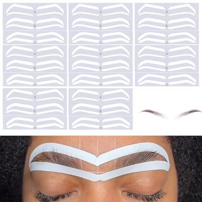 24 Pairs Eyebrow Stencils for Women – Disposable Shaping Stickers for Perfect Brows, 3 Shapes, PVC, White Avelisse