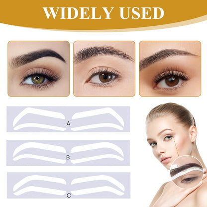 24 Pairs Eyebrow Stencils for Women – Disposable Shaping Stickers for Perfect Brows, 3 Shapes, PVC, White Avelisse