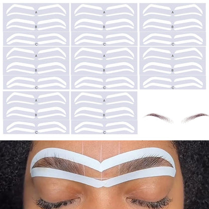 24 Pairs Eyebrow Stencils for Women – Disposable Shaping Stickers for Perfect Brows, 3 Shapes, PVC, White Avelisse