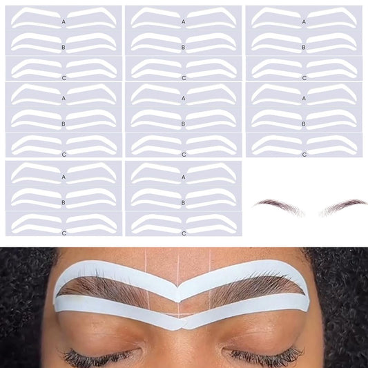 24 Pairs Eyebrow Stencils for Women – Disposable Shaping Stickers for Perfect Brows, 3 Shapes, PVC, White Avelisse