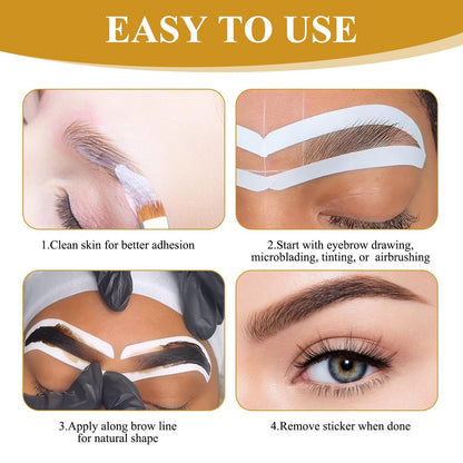 24 Pairs Eyebrow Stencils for Women – Disposable Shaping Stickers for Perfect Brows, 3 Shapes, PVC, White Avelisse