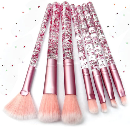 Zoolinn 7-Piece Pink Unicorn Makeup Brush Set with Glitter – Professional Synthetic Fiber Brushes for Blush, Foundation, Eyeshadow, and More