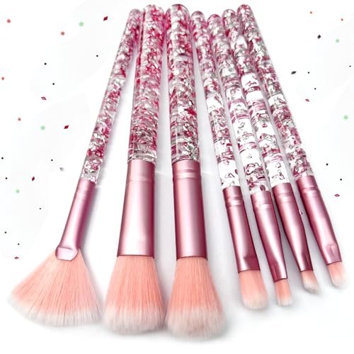 Zoolinn 7-Piece Pink Unicorn Makeup Brush Set with Glitter – Professional Synthetic Fiber Brushes for Blush, Foundation, Eyeshadow, and More - görsel 2