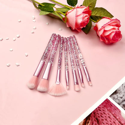 Zoolinn 7-Piece Pink Unicorn Makeup Brush Set with Glitter – Professional Synthetic Fiber Brushes for Blush, Foundation, Eyeshadow, and More